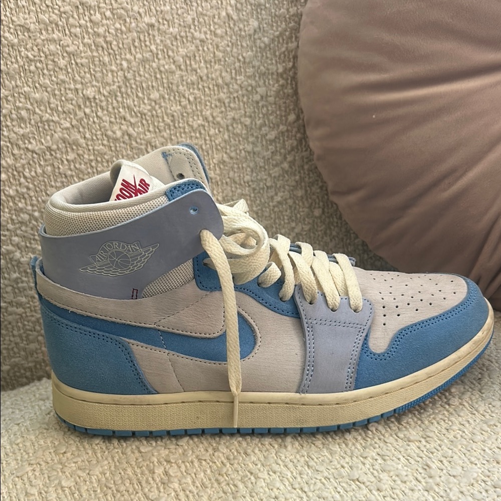 Women’s Nike Blue and Gray Air Jordan’s with Iconic Swoosh